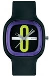 Alessi Kaj Black Plastic Purple Trim Watch