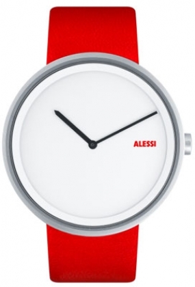 Mens Alessi Out Time Red Leather Watch