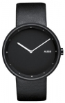 Mens Alessi Out Time Black Leather Watch AL13003