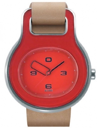 Alessi Womens Red Leather Buckle Watch