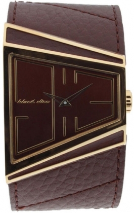 Mens Black Dice Brown Strap Gold Watch