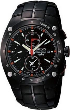 Black Seiko Chrono Sportura Alarm Watch