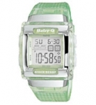 Women's Casio Baby-G Square, Green Resin Strap